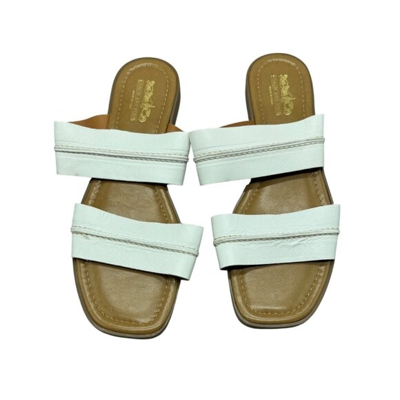 Coach & Four Women's White Leather Slide Sandals Made Italy size 9 slip on READ - Picture 1 of 6